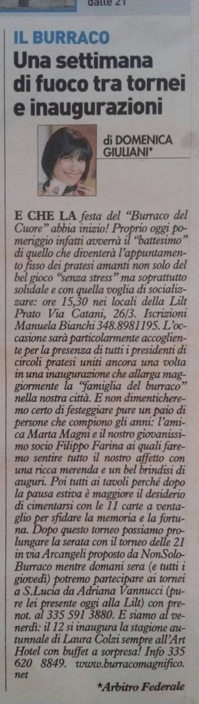 LA NAZIONE 10 SETTEMBRE 2014