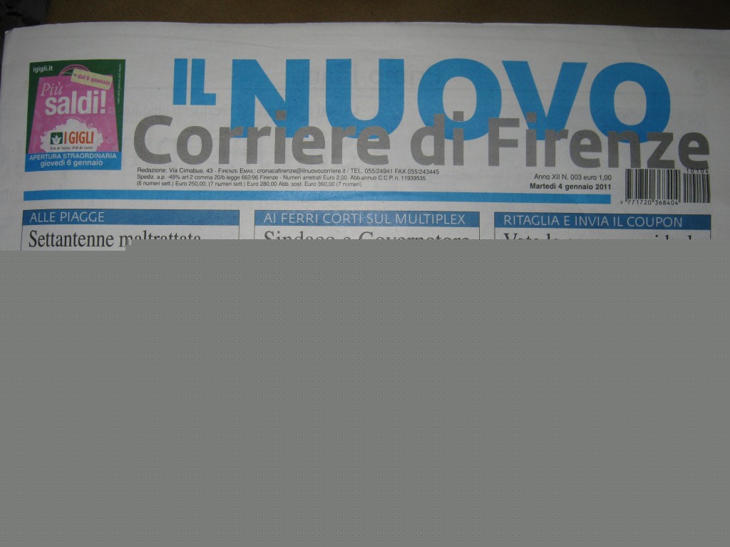 Il Nuovo Corriere di Firenze 4 gennaio 2011