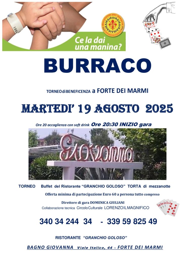 TORNEO di BURRACO a FORTE DEI MARMI 19 agosto 2025